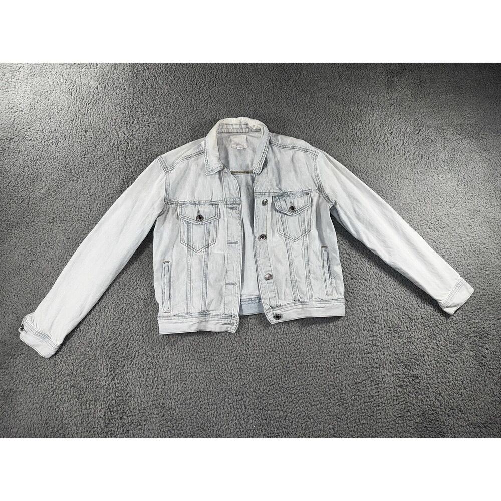 American Eagle Denim Jacket Women Medium Button Up‎ Light Wash